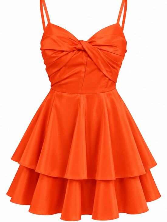 Dresses & Skirts - Orange Taffeta Fit & Flare Mini Dress – Spaghetti Strap